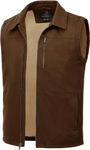 Miniatura 7 de TBMPOY Chaleco de invierno para hombre, casual, forro polar sherpa, con cremallera completa, ligero, chaleco exterior cálido de algodón para viajes