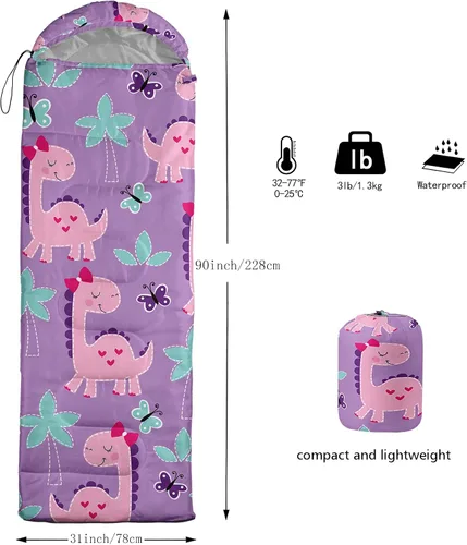 Miniatura 3 de Axolotl Saco de Dormir de Unicornio para Niños y Niñas – Sacos de Dormir Ligeros Cálidos para Clima Frío, Saco de Dormir Portátil Impermeable