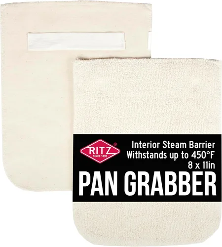 RITZ Food Service CLPG1-2E Paño Caliente Terry Soporte para Ollas con Barrera de Vapor, Producto Comercial, 8" x 11", Juego de 2, Beige