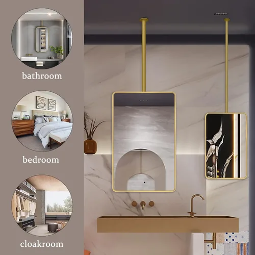 Miniatura 3 de Espejo rectangular cuadrado montado en el techo, moderno espejo de maquillaje de baño, transparente y práctico para dormitorio, sala de estar