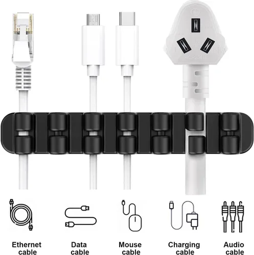 Miniatura 5 de SOULWIT Soporte de Cable Mejorado, Clips Organizadores de Gestión de Cables de Silicona Autoadhesivos para Escritorio Cable de Carga USB Cable