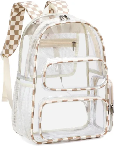 Miniatura 144 de CAMTOP Mochila transparente resistente y transparente para estudiantes, escuela, trabajo, festival, viajes, deportes, Beige, Mediana, Camtop Mochila