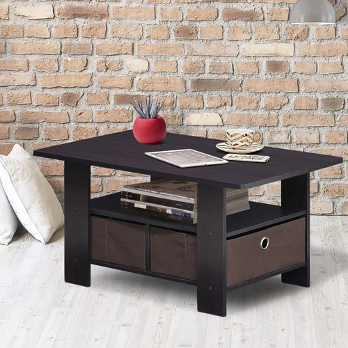 Miniatura 2 de Furinno Andrey - Mesa de café con cajón, color nogal oscuro