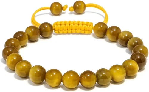 Miniatura 251 de Adjustable Crystal Bracelet – Gemstone Bead Bracelet with Adjustable Macrame String – Chic Gemstone Bracelet for Men and Women – 8mm Round Healing