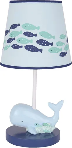 Lambs & Ivy Oceania Blue Ocean/Sea/Nautical Lámpara de guardería con pantalla y bombilla