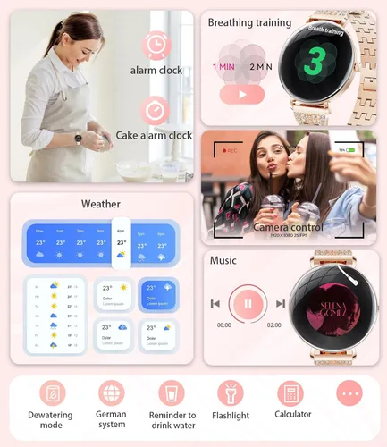 Miniatura 7 de LIGE Reloj inteligente ultrafino para mujer (respuesta/hacer llamadas), reloj de seguimiento de actividad física de 1.43 pulgadas con frecuencia