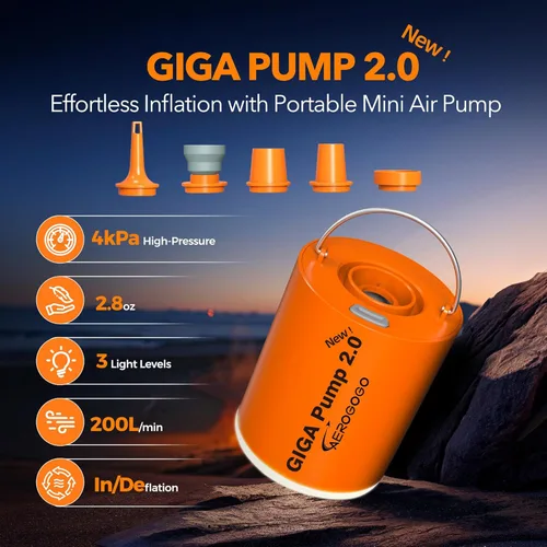 Miniatura 2 de GIGA PUMP 2.0 Bomba de aire eléctrica portátil 1300 mAh batería recargable bomba ultra mini inflador/deflator bomba para anillos de natación colchón