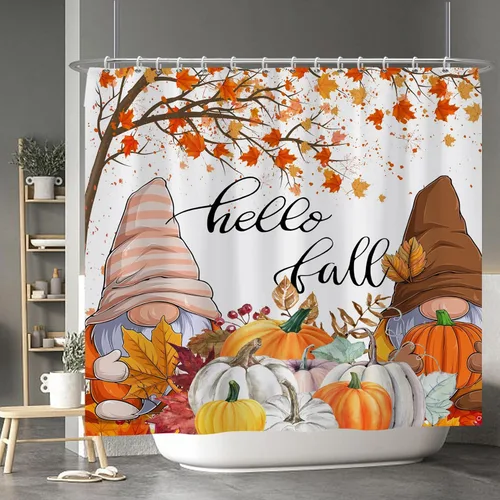 Miniatura 49 de Cortina de ducha de fantasma y gato negro para niños, 36 x 72 pulgadas, espeluznante y bonita, cortina de baño de Halloween con 6 ganchos, cortina
