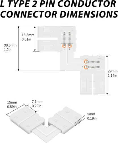 Miniatura 5 de VIPMOON - Conector de tira LED, de esquina en ángulo recto, 2835 3528