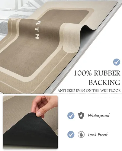 Miniatura 5 de Alfombra de Baño-Alfombra de Baño Antideslizante Súper Absorbente Resistente a Manchas Secado Rápido Delgada Alfombra de Baño-Alfombras de Baño