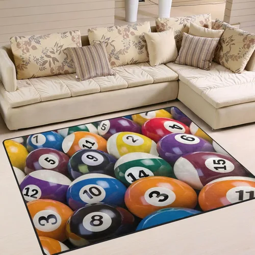 ALAZA Alfombra antideslizante de juego de piscina retro colorida de 4 x 5 pies 3 pulgadas y 3 pulgadas para sala de estar, comedor, dormitorio,