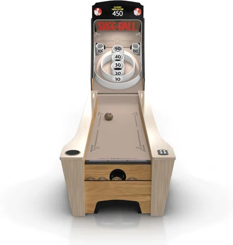 Miniatura 2 de Skee-Ball Juego de máquina de mesa arcade para sala de recreación en el sótano del hogar, diversión clásica nostálgica premium y nostálgica de rollo
