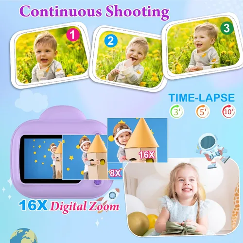 Miniatura 5 de Cámara para niños de impresión instantánea, cámara digital Trayoo para niños, cámara portátil para niños, Navidad, cumpleaños, niñas para 3, 4, 5