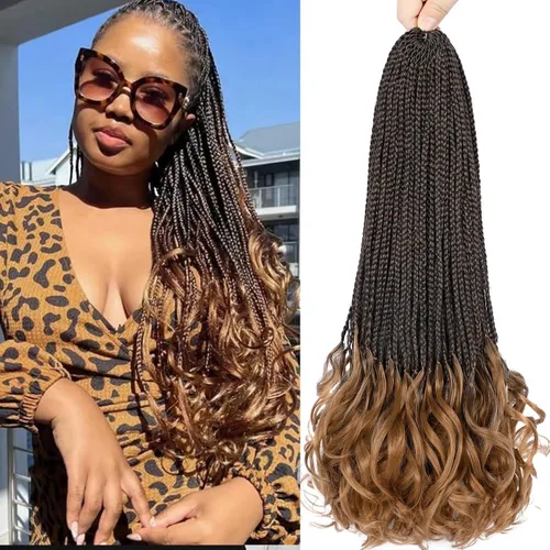Miniatura 62 de Trenzas de ganchillo rizadas francesas de 22 pulgadas, 8 paquetes, trenzas de caja diosa grises para mujeres, de ganchillo pre-trenzadas con Trenzas