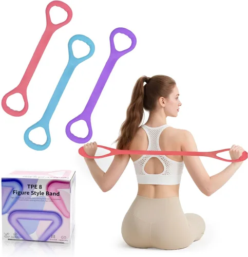 Figura 8 Banda de resistencia para fitness, brazo y espalda, hombro, cuerda elástica, equipo de ejercicio para yoga, pilates, terapia física,