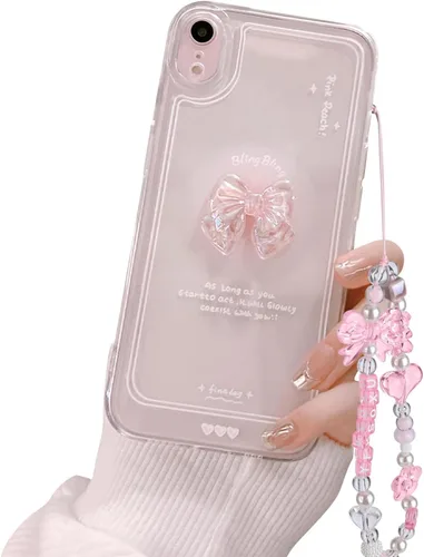 Miniatura 14 de Ownest Compatible para iPhone 7/iPhone 8/iPhone SE Linda Funda de 3D Rosa Moño Delgado Transparente Diseño Estético Protección para Lente de Cámara