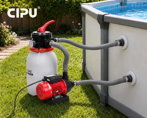 Miniatura 2 de CIPU Sistema de bomba de filtro de arena de 10 pulgadas, práctica válvula de 4 vías para piscinas sobre el suelo con bomba de piscina de 0.25 HP 115