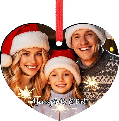 Miniatura 17 de Adornos de Navidad personalizados para la familia con foto - Adornos personalizados con foto y texto para árbol de Navidad 2025, decoración de árbol