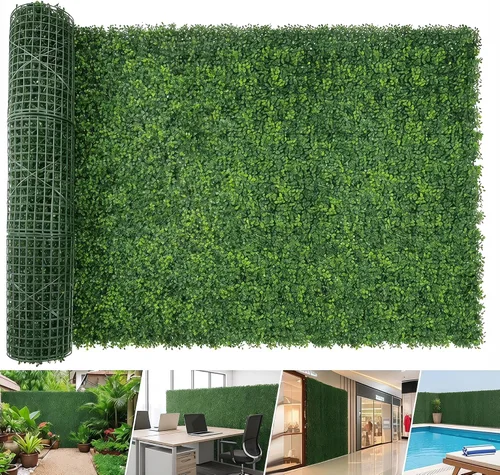 Miniatura 11 de Bybeton Paneles de pared de césped artificial, 10 x 10 pulgadas (12 unidades), paneles de boj anti rayos UV, telón de fondo de pared verde