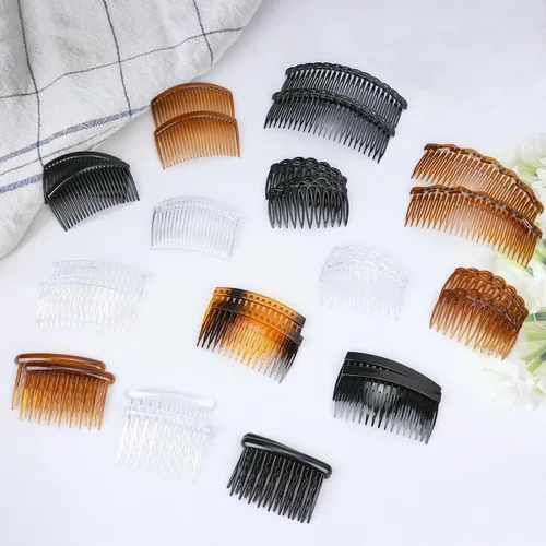 Miniatura 7 de RETON 28 pinzas para el cabello y peines de plástico antideslizantes para cabello grueso o fino de mujer (negro, café, transparente)