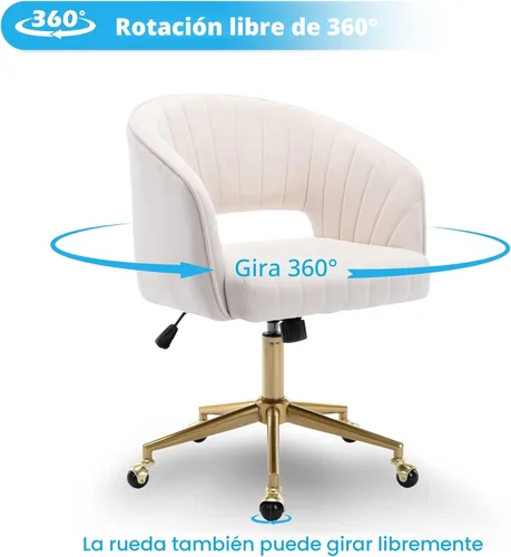 Miniatura 5 de Silla de oficina para el hogar, silla giratoria de terciopelo para escritorio, sillón de acento tapizado, sillas modernas acolchadas con mechones