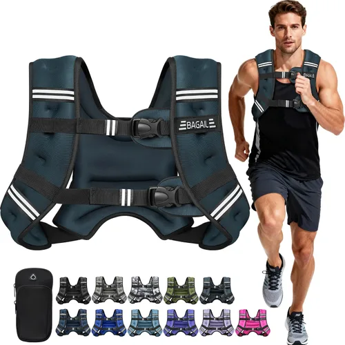 Miniatura 21 de BAGAIL Chaleco con peso de 5, 8, 10, 12, 15, 20, 25, 30 lbs, para caminar y perder peso, reflectante, con bolsa para teléfono, para mujeres y Negro