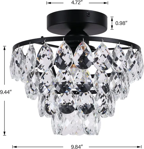 Miniatura 6 de Luupyia Mini Candelabro de Cristal Lámpara de Techo Pequeña, Moderna Lámpara de Techo de Cristal para Pasillo Accesorios Superiores Montaje Semi