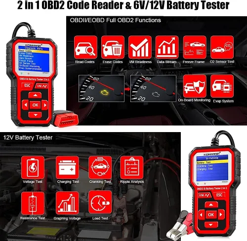 Miniatura 3 de Probador de batería de coche KW681 6V 12V + escáner KW850 OBD2