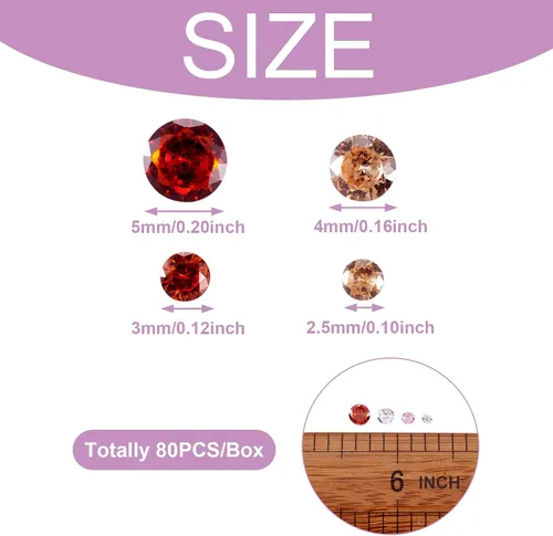 Miniatura 3 de Beadthoven - Mini cabujones de piedra de circonita cúbica con facetas puntiagudas y facetadas, cuentas de diamantes de circonita cúbica para hacer