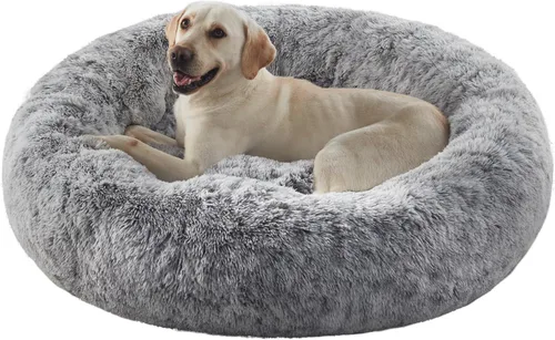 Cama para Perros con Forma de Dona de 45 Pulgadas para Perros Extra Grandes, Cama Redonda Esponjosa Calmante Jumbo para Mascotas con Funda Removible