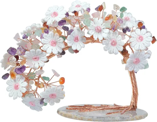 Miniatura 12 de rockcloud Árbol de dinero de cristal de amatista con base de ágata, árbol de la vida de piedras preciosas Feng Shui para decoración de escritorio