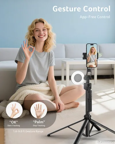 Miniatura 3 de Acer Gadget - Trípode de seguimiento facial automático para iPhone/teléfono celular/Android/cámara con luz y control remoto, 64 pulgadas, sin