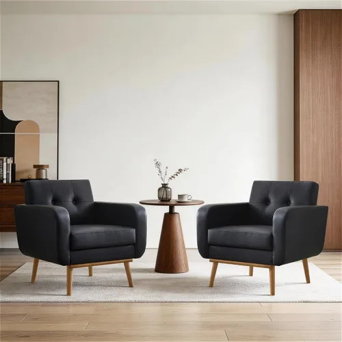 Miniatura 19 de HUIMO Leather Accent Chair, Button Tufted Living Room Chairs Easy to Install, Upholstered Arm Chair for Living Room Bedroom Study Office