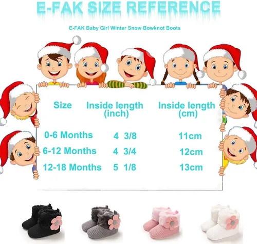 Miniatura 6 de E-FAK Botas para bebé niño y niña, zapatos para recién nacidos, con lazo para nieve, antideslizantes, suela suave, cálidos, para niños pequeños