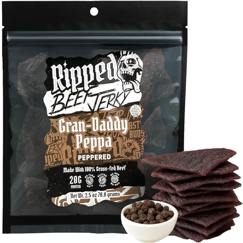 Miniatura 16 de Ripped Beef Jerky - 100% carne de res alimentada con pasto, 20g de proteína, ingredientes reales, sin gluten, sin MSG, hecho en EE. UU.