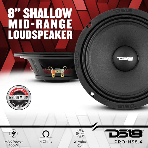 Miniatura 2 de DS18 PRO-NS6.4 - Altavoz poco profundo de 6.5 pulgadas de audio para automóvil, rango medio, 300 W máximo, 150 W RMS, 4 ohmios, imán de neodimio