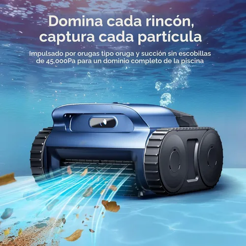 Miniatura 2 de Aspiradora robótica inalámbrica para piscina, limpiador de piscina con unidad de oruga y navegación por sonar, motor sin escobillas de 180 W