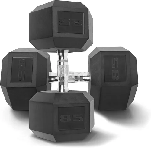 Miniatura 12 de WF Athletic Supply - Par de mancuernas hexagonales de hierro fundido con revestimiento de goma para tonificación muscular, entrenamiento de cuerpo