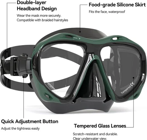 Miniatura 6 de COPOZZ Snorkel Mask Adult – Anti-Fog Scuba Mask with Nose Cover, Tempered Glass Snorkeling Gear for Adults