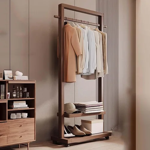 Miniatura 10 de Perchero de bambú para dormitorio, perchero resistente para colgar ropa, estantes organizadores de almacenamiento de ropa de zapatos, 63 pulgadas