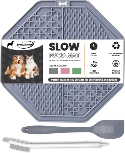 Miniatura 7 de Tapete para lamer gatos, 3 piezas. Tapete para lamer lentos en forma de pez, tapete antideslizante para lamer con ventosas para reducir
