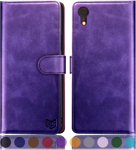 Miniatura 11 de SUANPOT Funda de piel tipo cartera para iPhone XR 6.1 (no XS 5.8 pulgadas, XS Max 6.7 pulgadas) con bloqueo RFID, tarjetero de crédito, funda