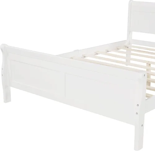 Miniatura 8 de Harper & Bright Designs Cama de plataforma de tamaño matrimonial con cabecero y estribo, marco de cama de madera maciza con soporte de listones