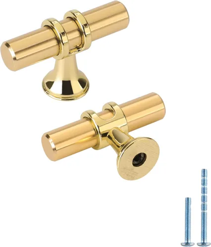 Miniatura 11 de LONTAN Paquete de 4 Pomos Negros para Gabinetes y Cajones Pomos de Gabinete de Cocina para Tocador Baño Moderno Herrajes Negros de Barra en T