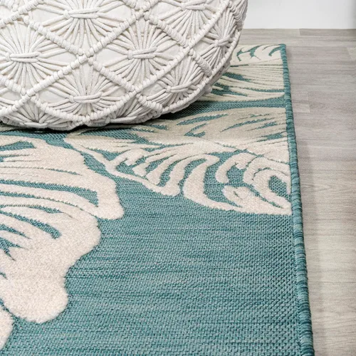 Miniatura 5 de Eyely CWH100C-28 Hawaii Tobago - Alfombra de pasillo de dos tonos con hoja de Monstera para interiores y exteriores, bohemia; moderna, dormitorio