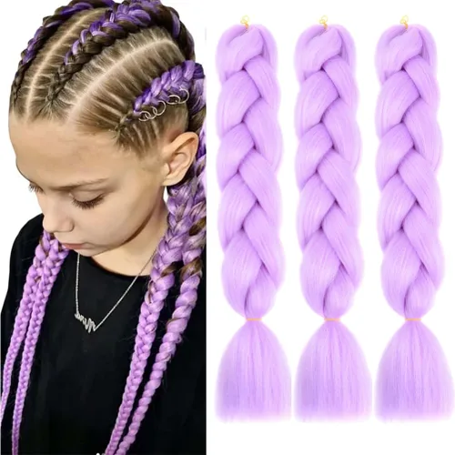 Miniatura 43 de Xiaofeng Extensiones de cabello trenzado coloridas Ombre de 61 cm, 3 unidades, trenzas Jumbo de alta temperatura para trenzas en zigzag y trenzas