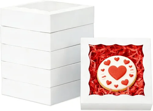 XINHPKGG 100 cajas de galletas individuales de 4 1/2 x 4 1/2 x 1 1/5 pulgadas, pequeñas cajas de panadería, caja de regalo pequeña para recuerdos de