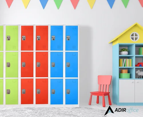 Miniatura 9 de AdirOffice Armario escolar grande con 3 puertas y 3 ganchos para almacenamiento de garaje, armarios de almacenamiento de oficina (3 puertas, verde)