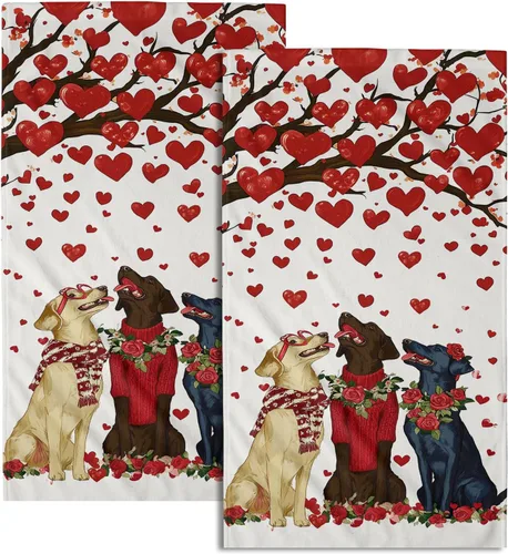 Miniatura 12 de Giwawa Juego de 2 toallas de mano vintage con diseño de oso y ciervo, diseño de alce y árbol, toalla de cara súper suave para baño, cocina, hombre