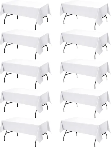 Miniatura 47 de Paquete de 6 manteles negros para mesas cuadradas, 54 x 54 pulgadas, tela de poliéster resistente a las manchas para mesas de 2 pies, manteles